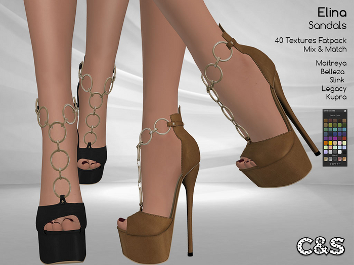 C&S Elina Sandals for Maitreya Lara, Slink, Belleza, Kupra and Legacy. 40 Text. Mix & Match.
