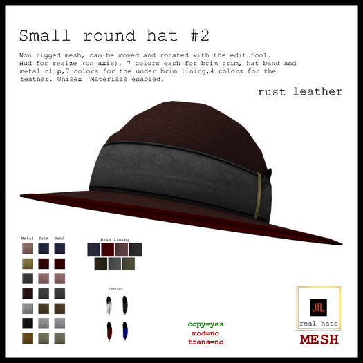 JfL Small round hat #2_ Leather Rust_BOXED