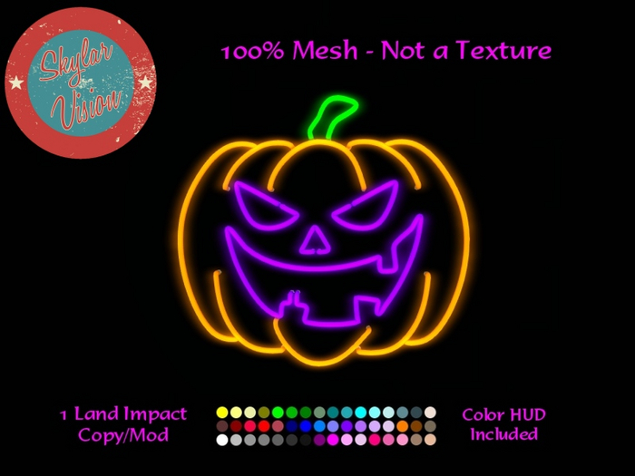 SkylarVision - Neon Glowing Pumpkin Sign