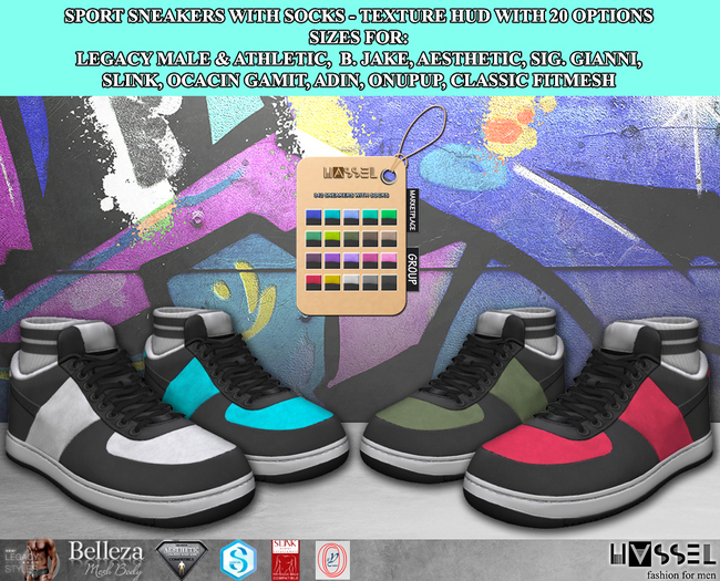 (HASSEL) PACK SNEAKERS WITH SOCKS AESTHETIC, LEGACY MALE & ATHLETIC, BELLEZA JAKE, GIANNI, SLINK, GAMIT, ADIN ONUPUP 342