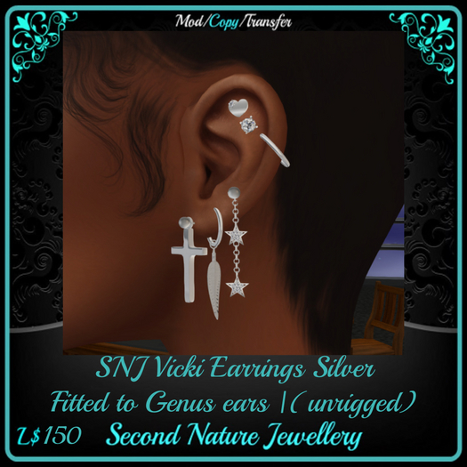 SNJ Vicky Earrings Silver GENUS Add & Click NEW