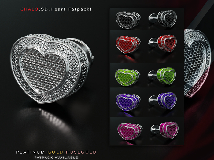 Chalo.Stud.Heart Plat/Gold Fatpack!!