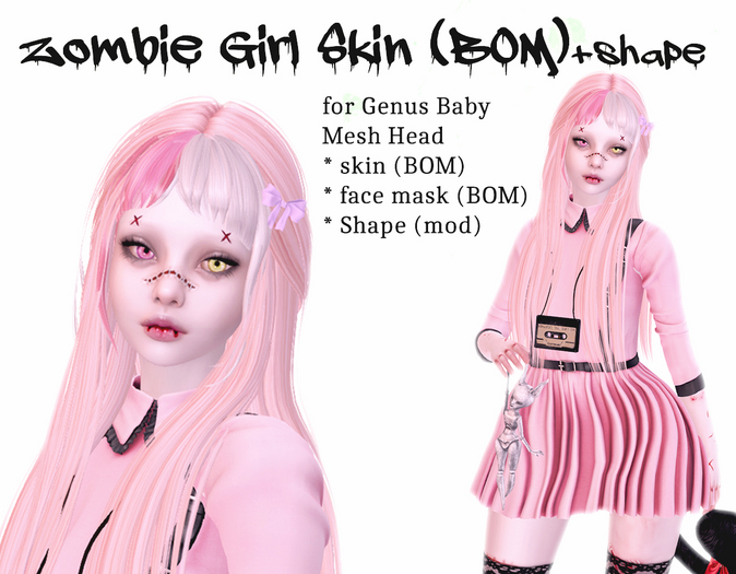 DEMO Zombie Girl skin+shape (BOM) for GENUS Mesh Head)