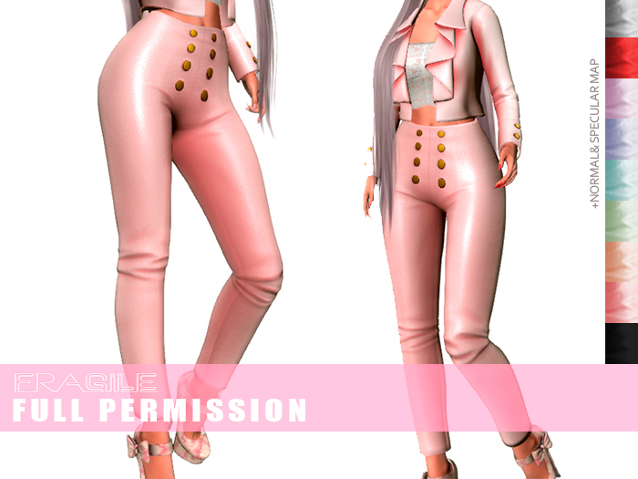 .Fragile. 9 Full Perm Textures for Front Rivets High Waist Pink