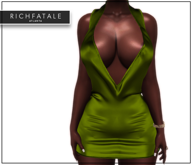 $RICH FATALE - SOPHIA SILK BODYCON -VERTE