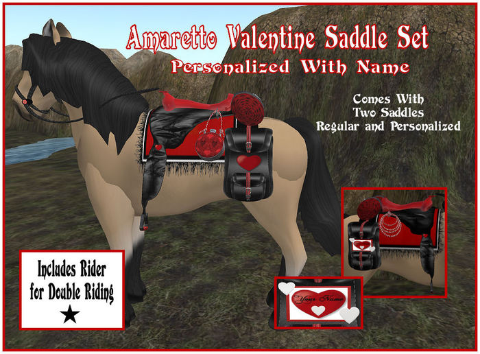 Amaretto Valentine's Saddle Set Personalized (Black)