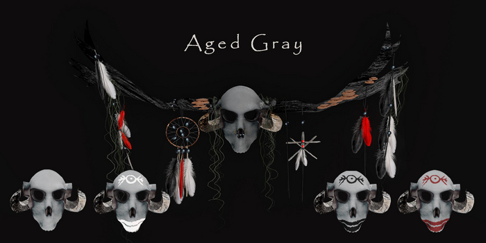 Fireheart Wendigo Mask/Antlers-Aged Gray