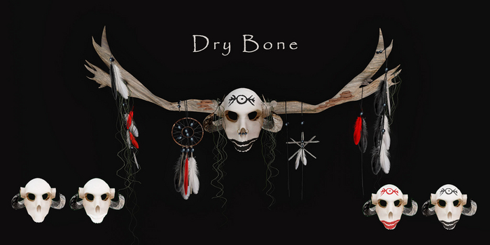 Fireheart Wendigo Mask/Antlers-Dry Bone