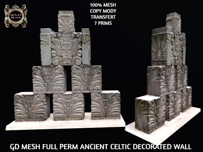 GD MESH FULL PERM ANCIENT CELTIC DECORATED WALL