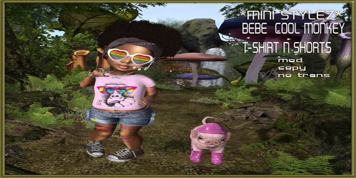 ~MS~ Cool Monkey T-Shirt Shorts Set BEBE      ( ADD ME )