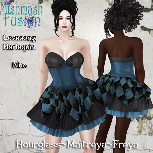 ~*MF*~ Lovesong Harlequin Dress - Blue (Add or Rez)
