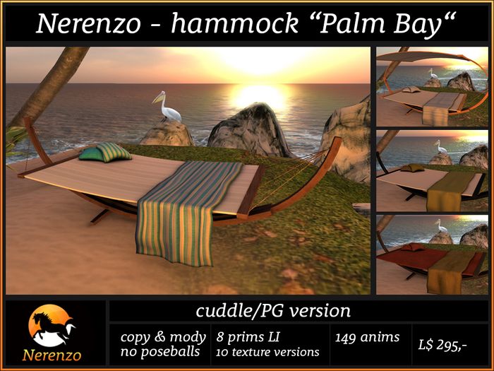 Nerenzo Hammock "Palm Bay" (cuddle, PG version) - 152 animations