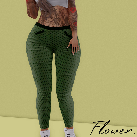 Flower. - Molly - leggings - green -