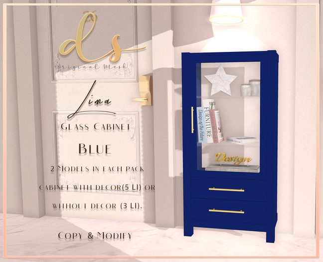 DS - Lima Glass Cabinet - Blue