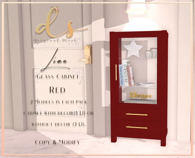 DS - Lima Glass Cabinet - Red