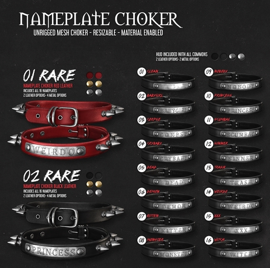 [ Conviction ] Nameplate Choker - 07 Kitten /COMMON/