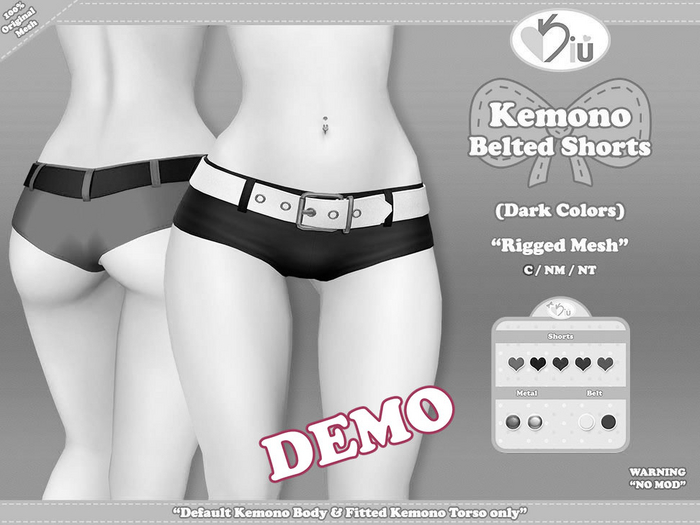 *>Kiu<* - Kemono Belted Shorts_DEMO