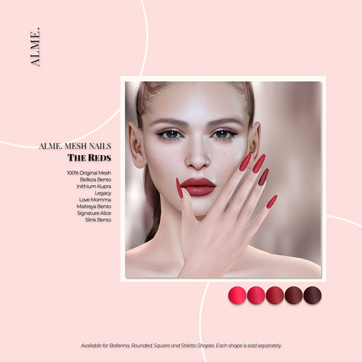 alme. Mesh Ballerina Nails - The Reds (boxed)