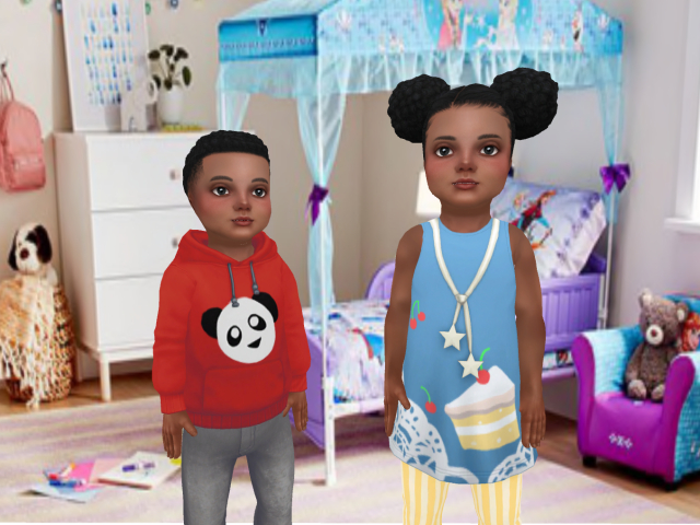 S4 Ebony Toddlers w/ Outfit Change Menu