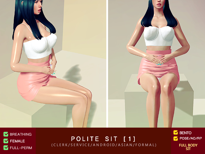 Polite Sit 1 (Service/Asian/Bridesmaid/Android/Clerk)