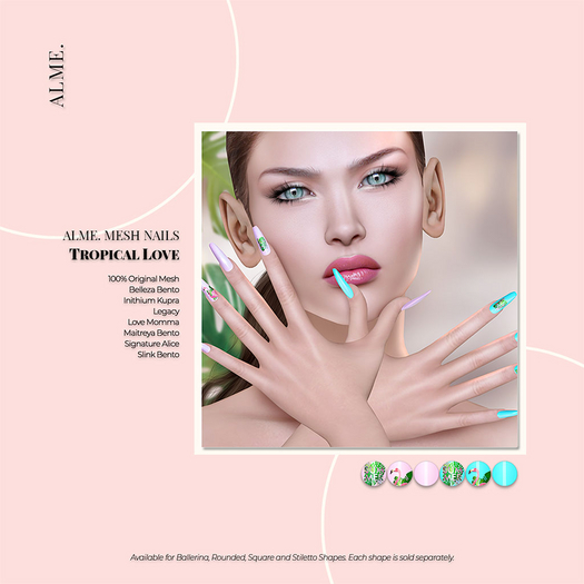 alme. Mesh Rounded Nails - Tropical Love (boxed)