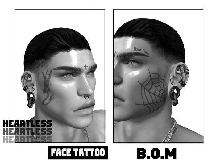 E - Heartless Face Tattoo