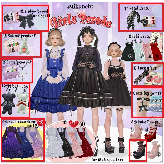 Mikunch Girls Parade SET BLACK RARE B (10 PIECES)MAITREYA