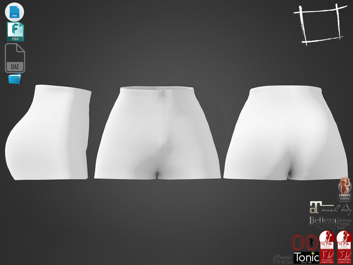 Dae Obj FBX For High Waist Shorts Slink, Maitreya, Belleza, Tonic, Legacy, Ocacin Standard, Voluptuous