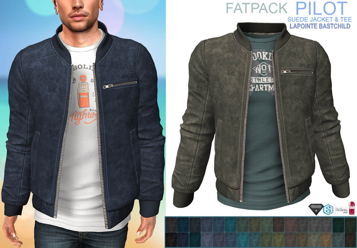 Suede Leather Jacket Pilot w/ Tee
