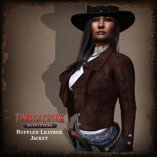 [Timber Creek] Ruffled Leather Jacket-Dark Brown