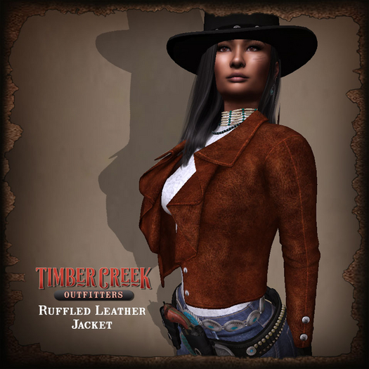 [Timber Creek] Ruffled Leather Jacket-Warm Brown