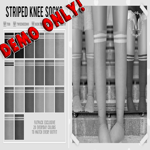 {m} striped knee socks: DEMO