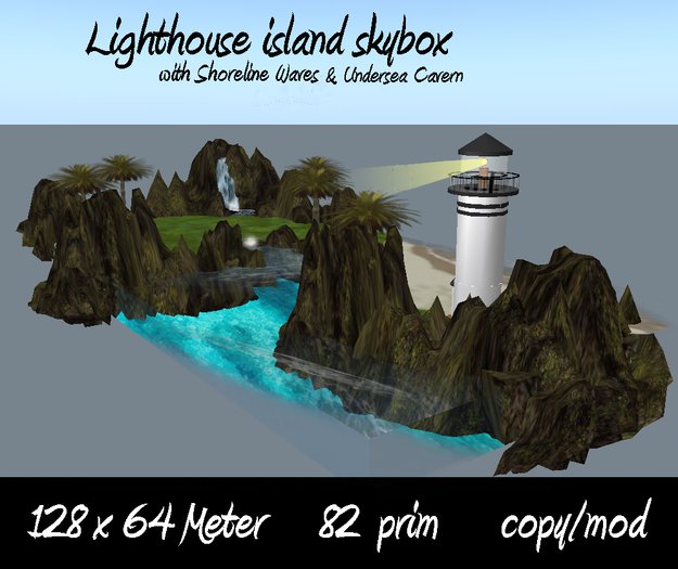 128x64の灯台島skybox w/洞穴