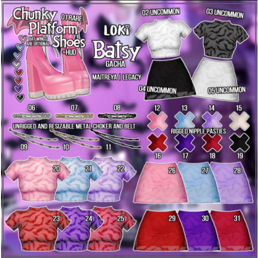 20.Loki - Batsy GACHA - Pink Bat Top - Legacy