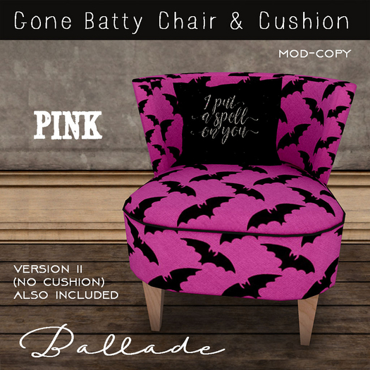 ~Ballade~ Gone Batty Pink Chair 