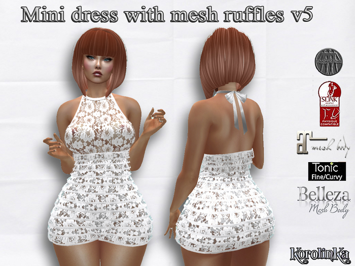 Mini dress with mesh ruffles  v5