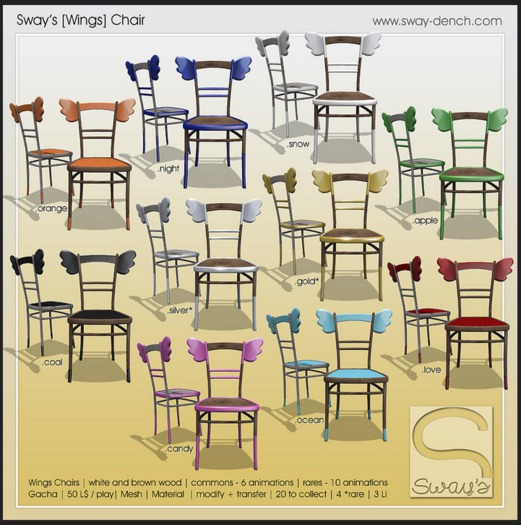 Sway's [Wings] Chair . white / gold RARE