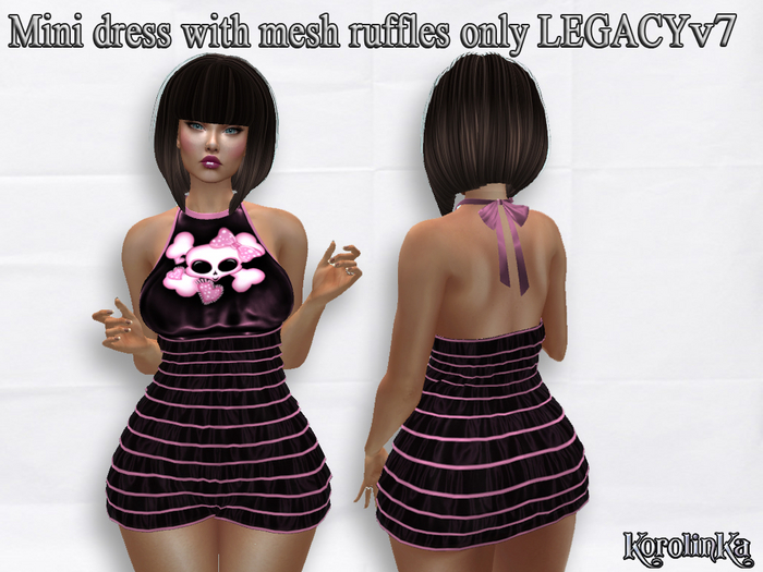 Mini dress with mesh ruffles only LEGACY v7