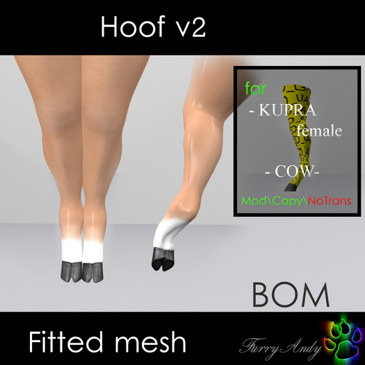 Second Life Marketplace - DEMO - Furry Andy - Hoof for KUPRA body Cow v2