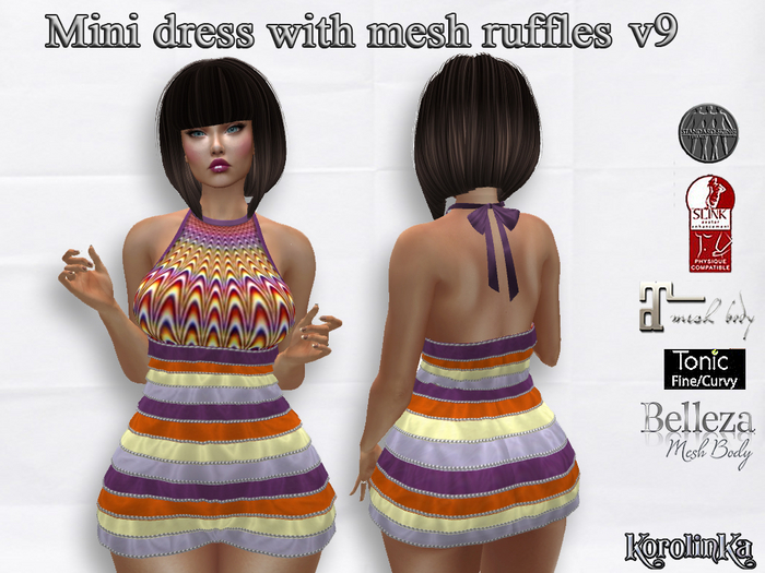 Mini dress with mesh ruffles  v9