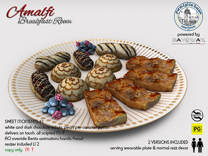 AMALFI FOR BREAKFAST - PEARS, CARAMEL AND ECLAIRS TRAY - 2 VERSIONS