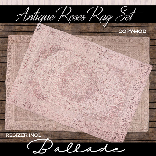 ~Ballade~ Antique Roses Rug Set 