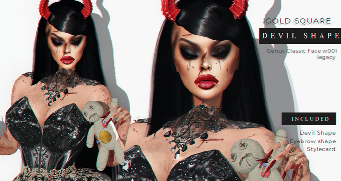 Exclusive! Gold Square Halloween shape DEVIL