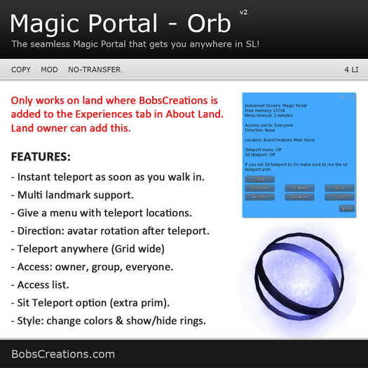 Magic Portal V2 - Orb (Teleporter)