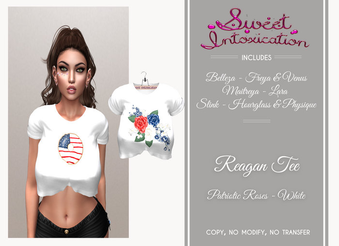 ::Sweet Intoxication:: Reagan Tee - Patriotic Roses - White