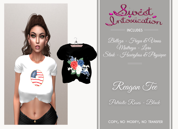 ::Sweet Intoxication:: Reagan Tee - Patriotic Roses - Black
