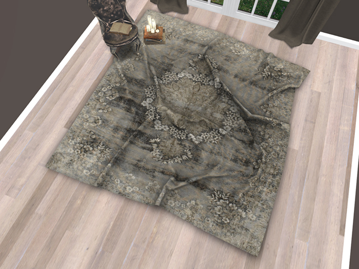 Vintage Grunge Wrinkle Worn Grey Area Rug #34 