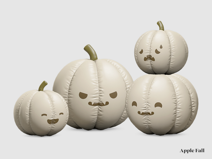 Apple Fall Inflatable Pumpkins - White