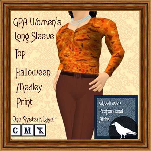 GPA Women's Long Sleeve Top BOM - Halloween Medley Print