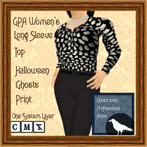GPA Women's Long Sleeve Top BOM - Halloween Ghosts Print